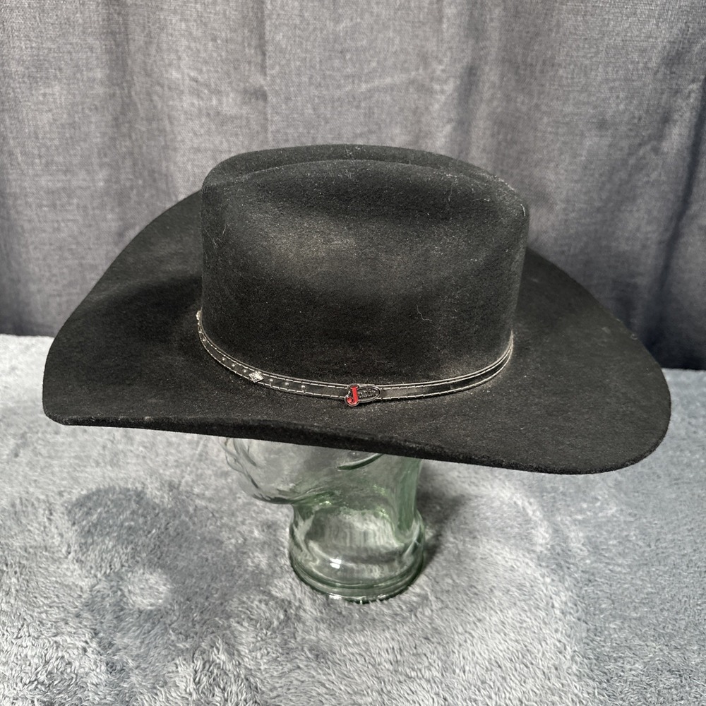 Justin Cowboy Hat Mens 7 1/4 Black 2X Wool Felt Authentic Western Headwear Rodeo